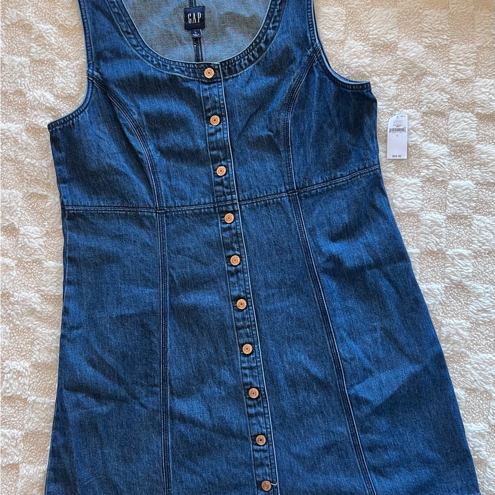 GAP NWT Sleeveless Button-Front 90s Style Denim Dress